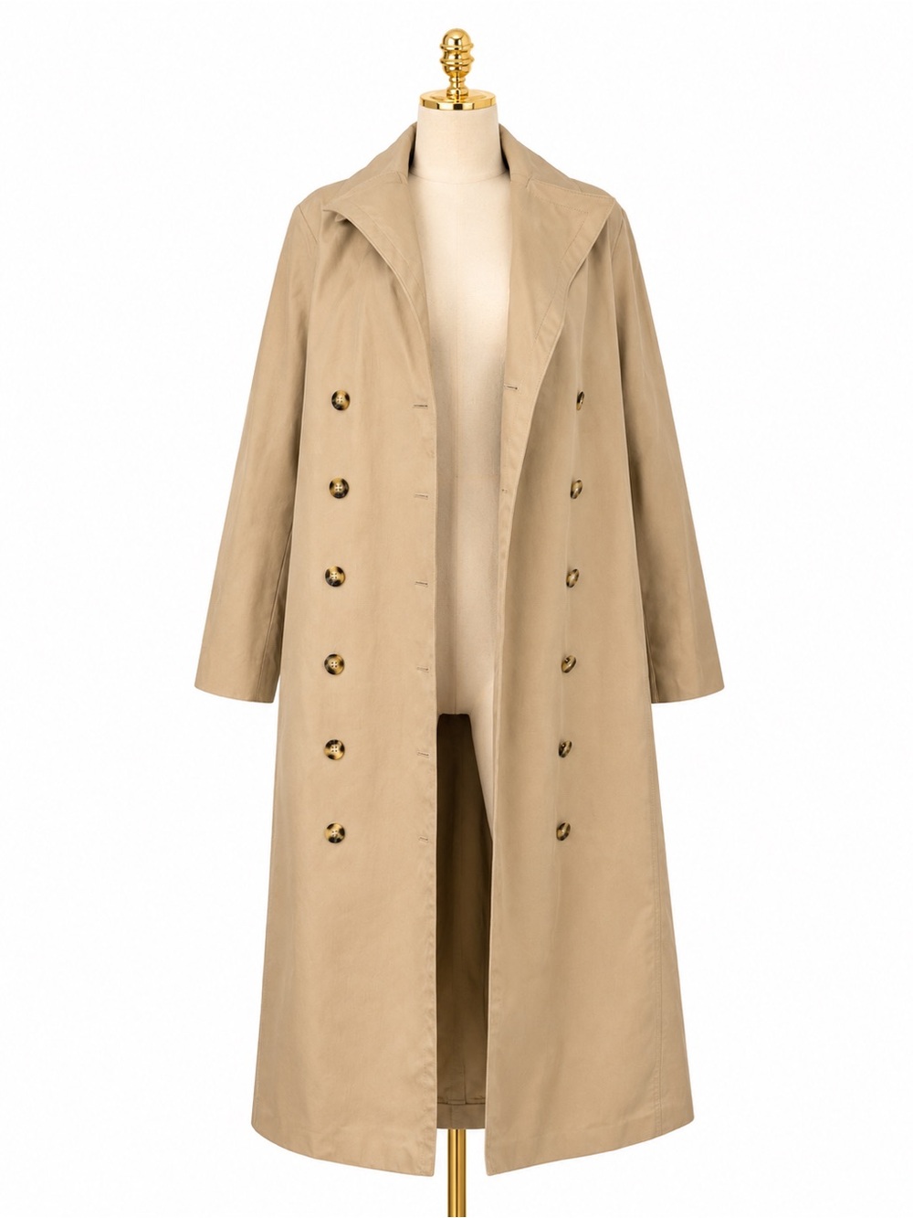 NWT Club Monaco Long Double-Breasted Trench Coat XS | BeigeClassic Luxury Coat - Picture 2 of 8